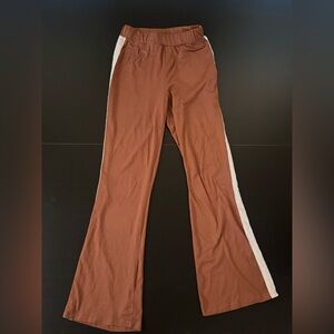 SHEIN Brown Flared Pants with White Stripe